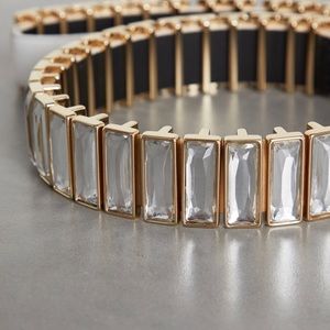 BCBG Maxazria Clear Jeweled Belt with Elastic XS/S